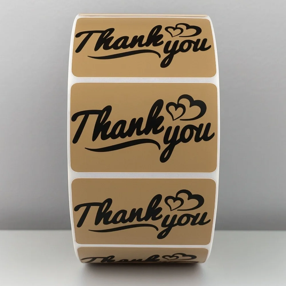 Thank You Stickers with Hearts – Modern Script Labels for Small Business